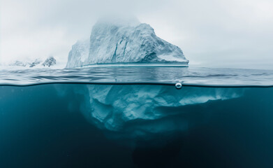 Submerged Majesty: Half-Submerged Iceberg Perspective	
