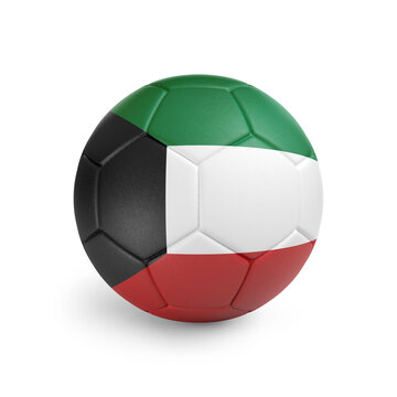recommend clip art: Soccer ball with Kuwait team flag, isolated on white background