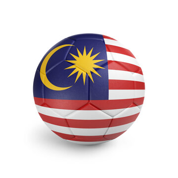 recommend clip art: Soccer ball with Malaysia team flag, isolated on white background