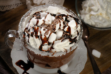 Hot chocolate with whipped cream