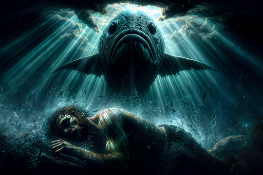 Jonah Swallowed by Sea Creature or Whale: A Divine Encounter in the Depths