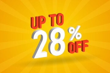 Up To 28 Percent off 3D Special promotional campaign design. Upto 28% of 3D Discount Offer for Sale and marketing.