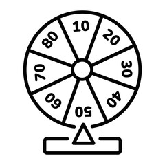 A well-designed linear icon of lottery wheel 