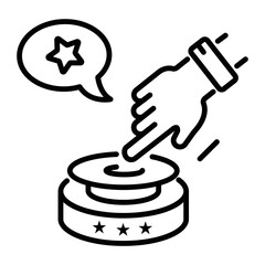 Customizable linear icon of press button 