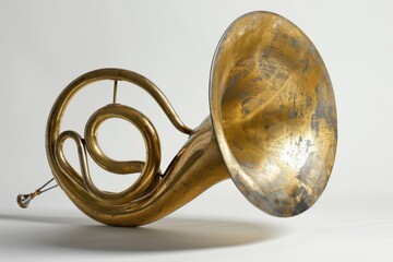Showcase the unique curves and shapes of a French horn bell