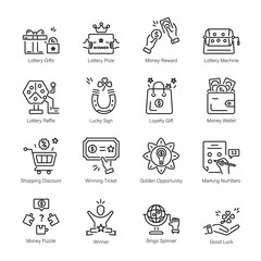 Collection of Linear Style Raffle Icons 

