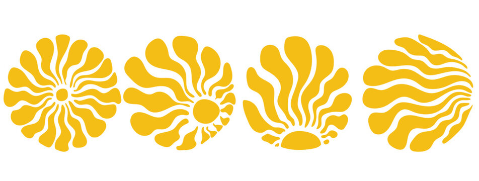 Groovy retro abstract sun backgrounds. Organic doodle shapes in trendy naive hippie 60s 70s style. Contemporary poster print banner template