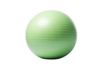 Emerald Orb: A Green Exercise Ball Elegantly Floats on a White Canvas. On a White or Clear Surface PNG Transparent Background.