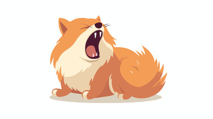 Sticker of a cartoon cat yawning Flat vector isolated