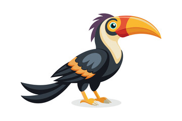 Naklejka premium Hormbill Bird vector illustration on white background