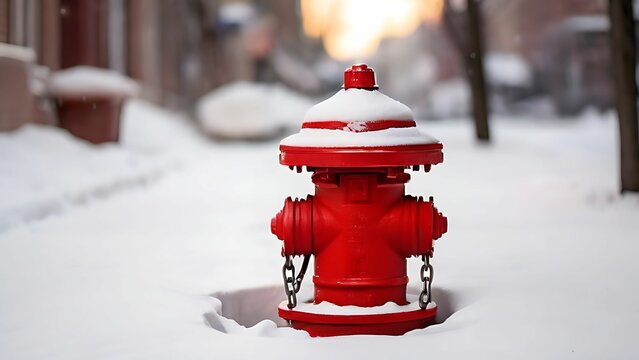 Red fire hydrant in Snow