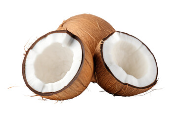 Towering Coconuts: a Tropical Duo. On a White or Clear Surface PNG Transparent Background.
