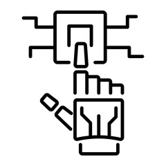 Here’s a linear icon of a robotic hand 
