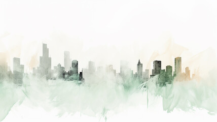 Urban landscape in graphic style on a white background, high-rise buildings in sketch technique
