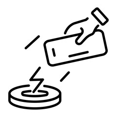 Latest line icon of wireless charging 