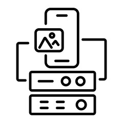 Latest line style icon of mobile hosting 