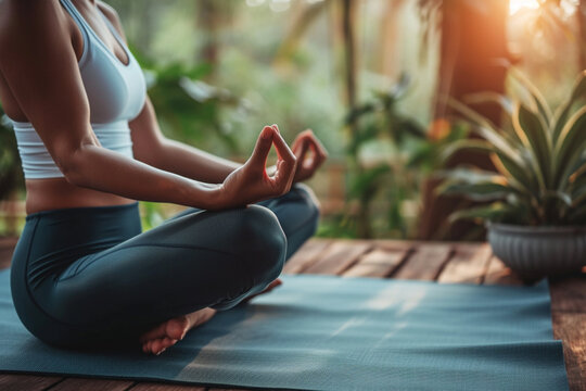 Health and wellness concept with serene yoga poses, meditation practices, and holistic healing therapies. Inspiring imagery for wellness retreats, fitness websites, and mindfulness apps.