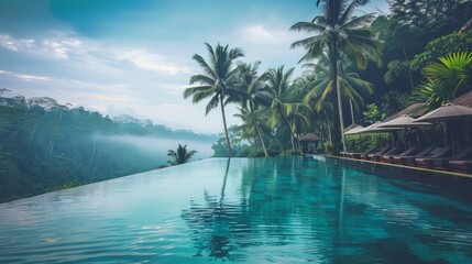Tropical Infinity Pool Overlooking Jungle