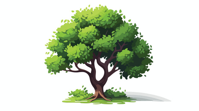 Tree with leaves isolated isometric Flat vector 