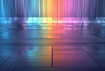 dynamic vivid colors 3d mock up stage, showcasing Triangle shape and line with wavy and gradient...
