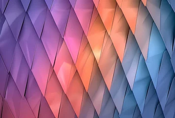 Fotobehang dynamic vivid colors 3d mock up stage, showcasing Triangle shape and line with wavy and gradient colors that create a digital art piece blending minimalism and abstract backdrop. © Surachetsh