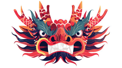 Vector flat design Chinese new year red dragon mask 