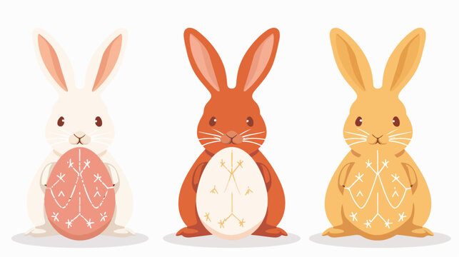 Vector Easter card with eggs of different color rabbit