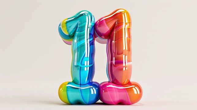 3d render of a colorful Number 11 on a white background