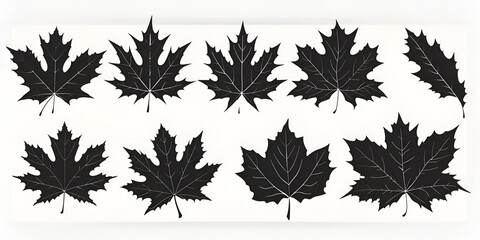 maple leaf silhouettes.  generative ai - obrazy, fototapety, plakaty
