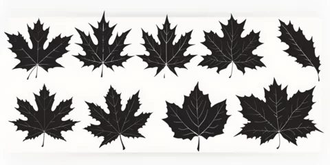 Fotobehang maple leaf silhouettes.  generative ai © Malaika