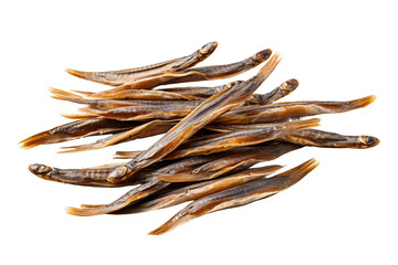 Obraz premium Symphony of Dried Fish: A Bountiful Catch on a White Canvas. On a White or Clear Surface PNG Transparent Background.