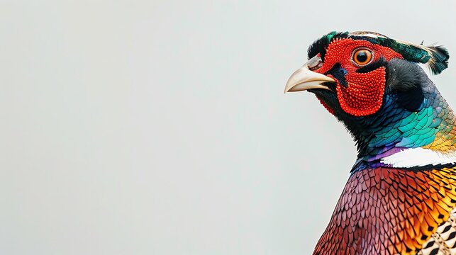 Ring-necked Pheasant on a white background