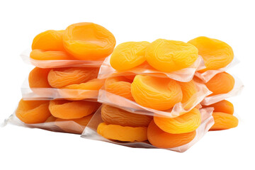 Apricot Cascade: A Pile of Peeled Apricots. On a White or Clear Surface PNG Transparent Background.