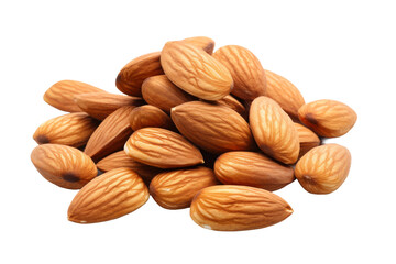 A Heap of Crunchy Almonds: Nutty Delight on a Blank Canvas. On a White or Clear Surface PNG Transparent Background.