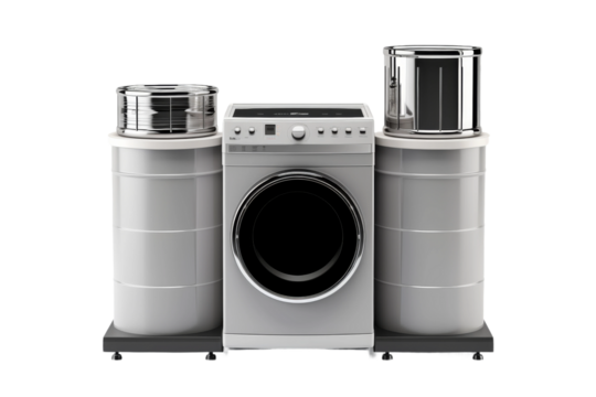 Synchronized Washing: Washer and Dryer Duet. On a White or Clear Surface PNG Transparent Background.