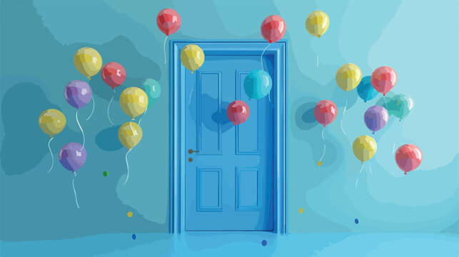 3D render of colorful balloons floating
