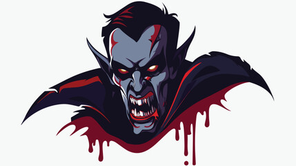 A blood sucker vampire having terrible face flat vector - obrazy, fototapety, plakaty