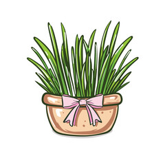 Nowruz holiday grass semeni line icon. Semeni 