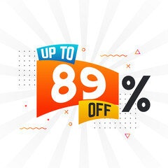 Obraz premium Up To 89 Percent off Special Discount Offer. Upto 89% off Sale of advertising campaign vector graphics.
