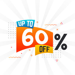 Up To 60 Percent off Special Discount Offer. Upto 60% off Sale of advertising campaign vector graphics.