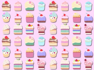 ケーキのシームレスパターンC-2'