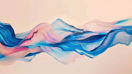 Fluid art forms a wavy abstract of blue and pink hues.