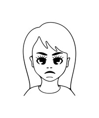 Woman with emotions on their face, sadness, illustration