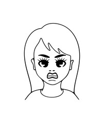 Woman with emotions on their face, anger and aggression, illustration