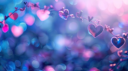 pretty fantasy magical valentine romance bokeh background in blue and purple colors, thomas...