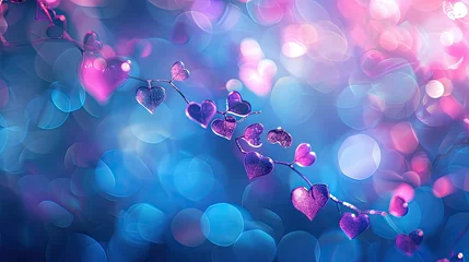Fotobehang pretty fantasy magical valentine romance bokeh background in blue and purple colors, thomas kincaid, jasmine beckett griffith  © chaynam