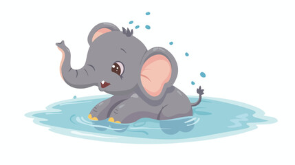 An elephant playing in the water used as a background