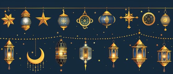 Traditional Ramadan lantern garland