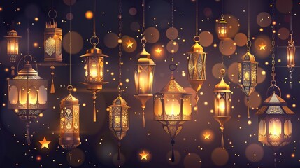 Fototapeta na wymiar Traditional Ramadan lantern garland
