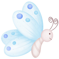 A brown butterfly with blue wings and a beautiful pattern.